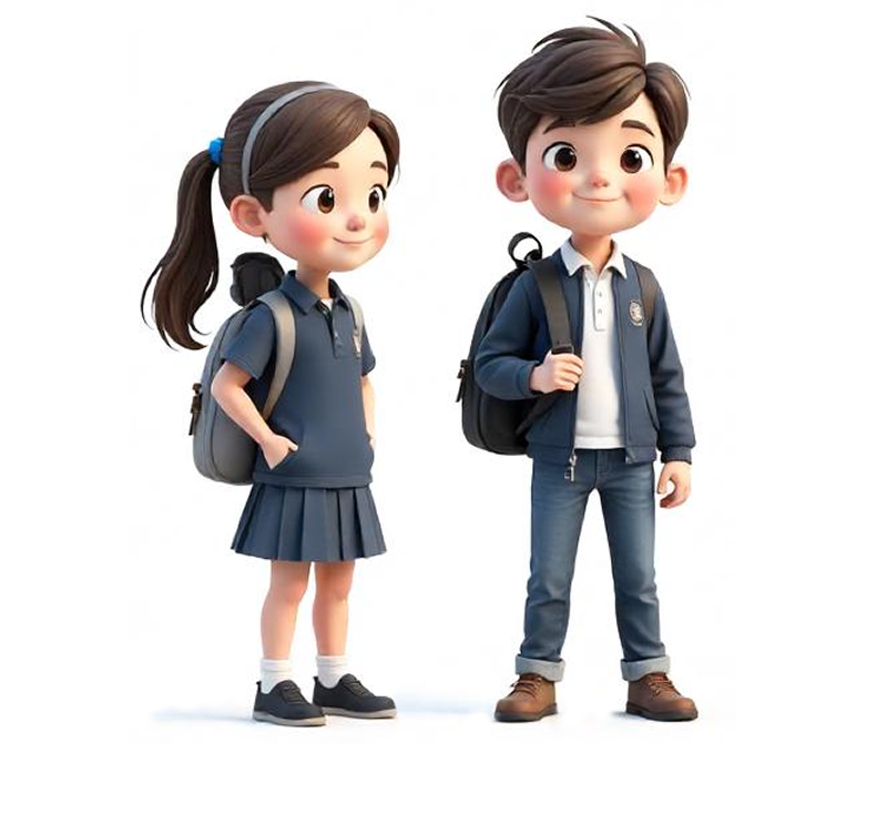 school children stading with school bags